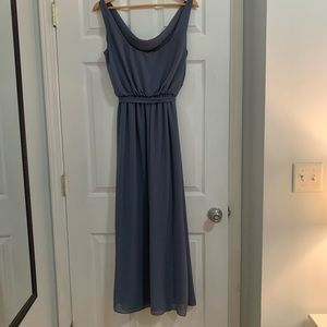 Blue Steel Flat Chiffon Bridesmaid Dress